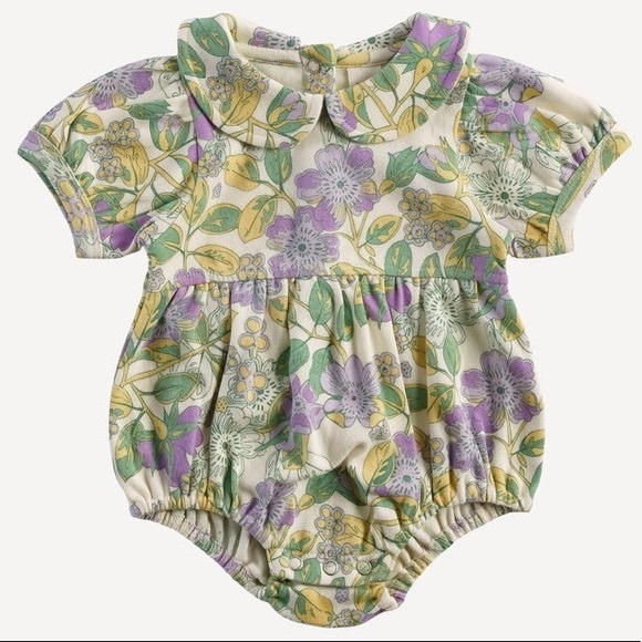 kate quinn Other - NWT girls matching bow and 0-3 months short sleeve bubble romper organic cotton